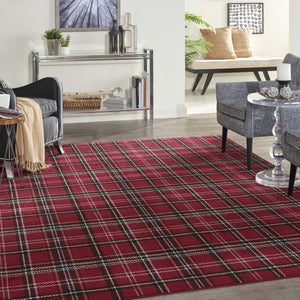 HomeRoots 6' Red and Black Plaid Power Loom Area Rug - Stylish Durable Tartan Design for Any Living Space 6' X 9' 545429