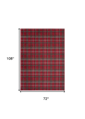 Homeroots 6' X 9' Red And Black Plaid Power Loom Area Rug  Polypropylene 545429