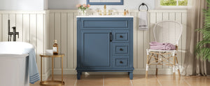 English Elm 30" French-Inspired Bathroom Vanity With Ceramic Sink, Soft-Close Drawers & Elegant Storage Solutions N710P323323C