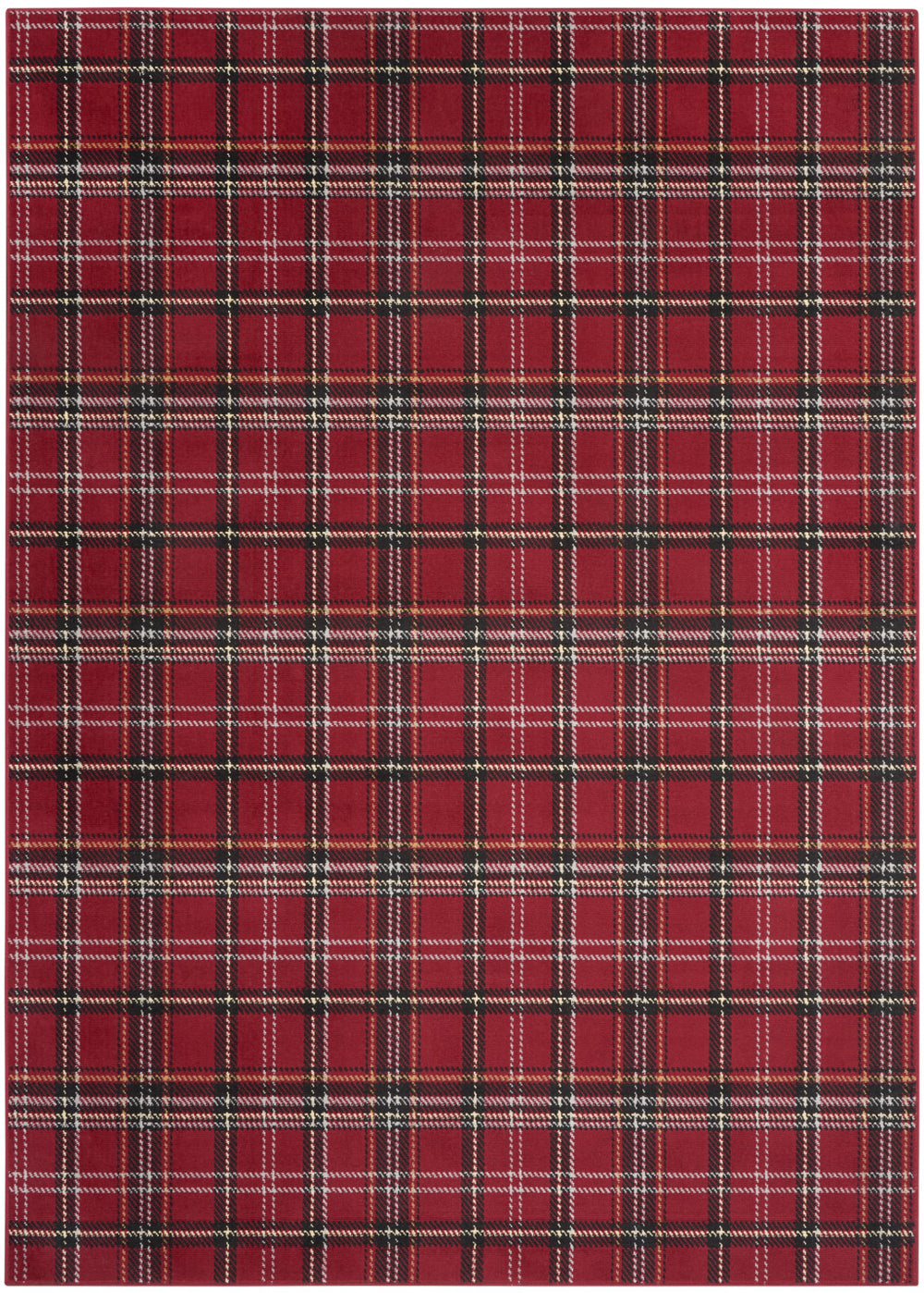 Homeroots 7' X 10' Red And Black Plaid Power Loom Area Rug  Polypropylene 545430