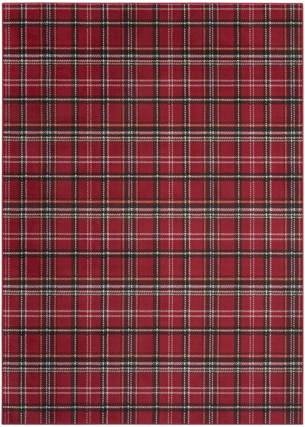 Homeroots 7' X 10' Red And Black Plaid Power Loom Area Rug  Polypropylene 545430