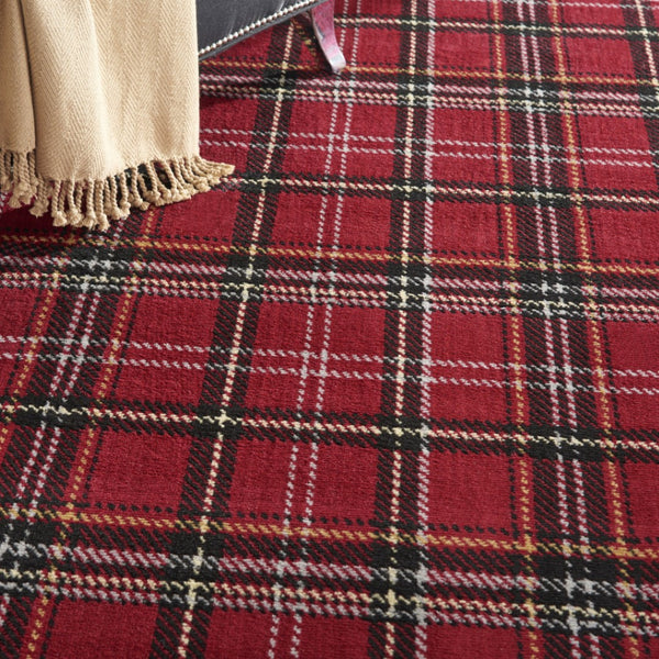 HomeRoots 7' Red and Black Plaid Power Loom Area Rug - Durable, Stylish, and Perfect for High-Traffic Spaces 7' X 10' 545430