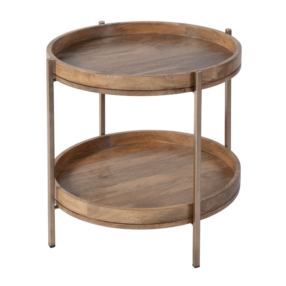 Butler Specialty Company 23" Round Wood & Metal Accent Table – Eco-friendly, Modern Design Showcase Natural Mango Solids,Iron 5454312-butler