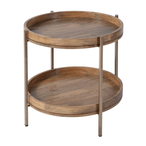 Butler Specialty Company 23" Round Wood & Metal Accent Table – Eco-friendly, Modern Design Showcase Natural Mango Solids,Iron 5454312-butler