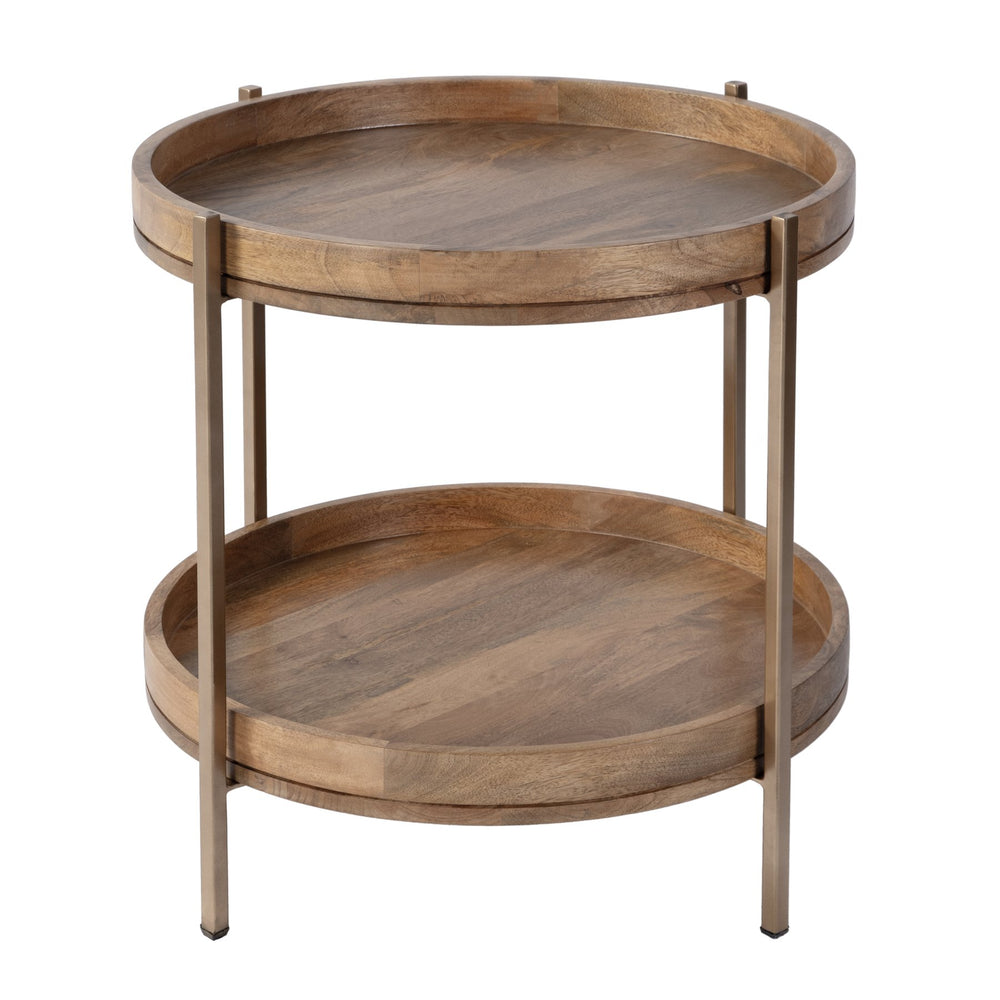Butler Specialty Company 23" Round Wood & Metal Accent Table – Eco-friendly, Modern Design Showcase Natural Mango Solids,Iron 5454312-butler
