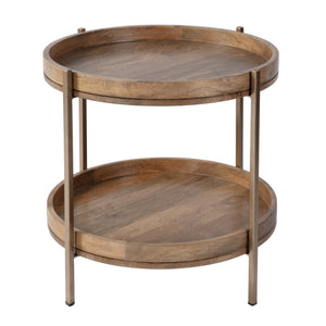 Butler Specialty Company 23" Round Wood & Metal Accent Table – Eco-friendly, Modern Design Showcase Natural Mango Solids,Iron 5454312-butler