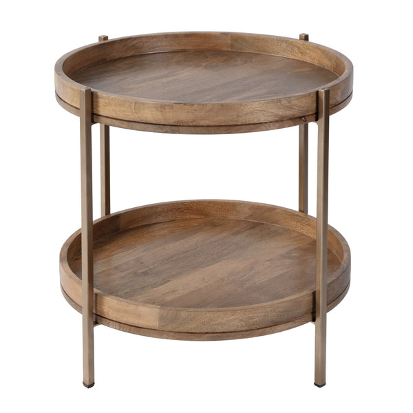 Butler Specialty Company 23" Round Wood & Metal Accent Table – Eco-friendly, Modern Design Showcase Natural Mango Solids,Iron 5454312-butler