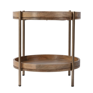 Butler Specialty Company 23" Round Wood & Metal Accent Table – Eco-friendly, Modern Design Showcase Natural Mango Solids,Iron 5454312-butler
