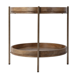 Butler Specialty Company 23" Round Wood & Metal Accent Table – Eco-friendly, Modern Design Showcase Natural Mango Solids,Iron 5454312-butler