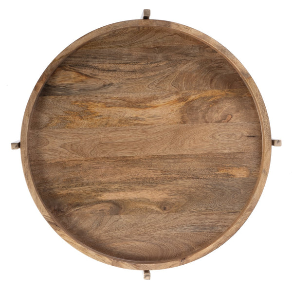 Butler Specialty Company 23" Round Wood & Metal Accent Table – Eco-friendly, Modern Design Showcase Natural Mango Solids,Iron 5454312-butler