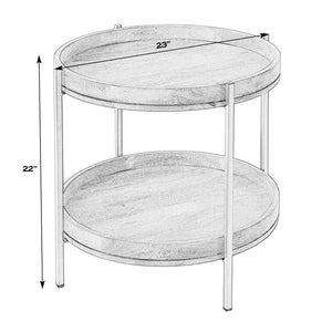 Butler Specialty Company 23" Round Wood & Metal Accent Table – Eco-friendly, Modern Design Showcase Natural Mango Solids,Iron 5454312-butler