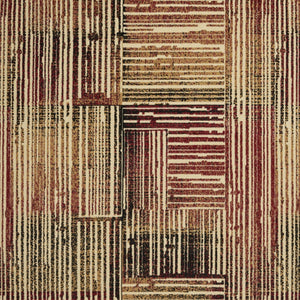 Homeroots 5' X 7' Tan Black And Red Striped Non Skid Area Rug  Polypropylene 545433