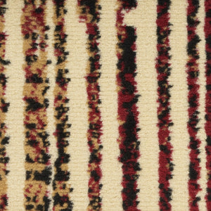 HomeRoots 8' Striped Area Rug in Tan, Black, and Red - Durable Non-Skid Design for Family Spaces and Playrooms 8' X 10' 545434