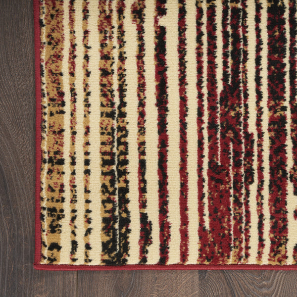 Homeroots 8' X 10' Tan Black And Red Striped Non Skid Area Rug  Polypropylene 545434