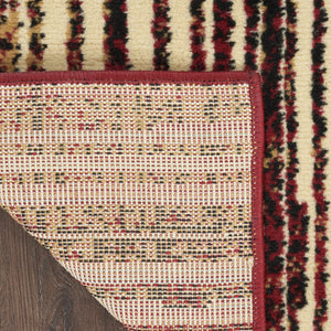 Homeroots 8' X 10' Tan Black And Red Striped Non Skid Area Rug  Polypropylene 545434