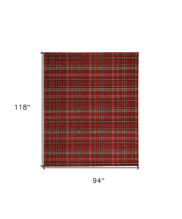 Homeroots 8' X 10' Red And Black Plaid Power Loom Area Rug  Polypropylene 545436