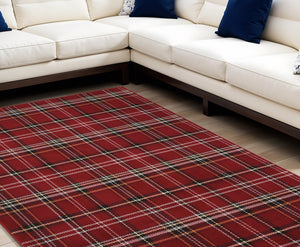 Homeroots 8' X 10' Red And Black Plaid Power Loom Area Rug  Polypropylene 545436