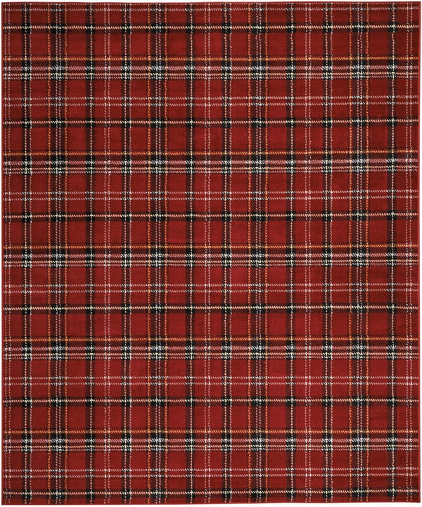 HomeRoots 8' Red and Black Plaid Power Loom Area Rug - Durable, Cozy, and Versatile for Any Room Decor 8' X 10' 545436