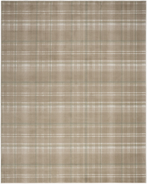 Homeroots 8' X 10' Brown And Ivory Plaid Non Skid Area Rug  Polypropylene 545439