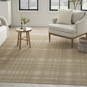 Homeroots 8' X 10' Brown And Ivory Plaid Non Skid Area Rug  Polypropylene 545439