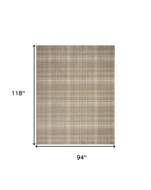 Homeroots 8' X 10' Brown And Ivory Plaid Non Skid Area Rug  Polypropylene 545439