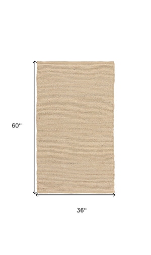 Homeroots 3' X 5' Natural Jute Flatweave Handmade Area Rug  Jute 545441