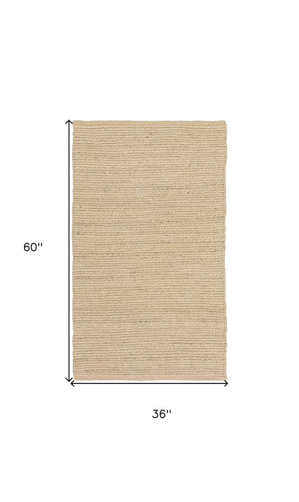 Homeroots 3' X 5' Natural Jute Flatweave Handmade Area Rug  Jute 545441