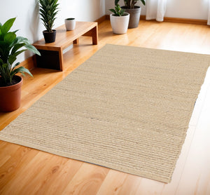 HomeRoots 4' Natural Jute Handmade Flatweave Area Rug - Soft, Durable, and Versatile for Every Room Decor 4' X 6' 545442