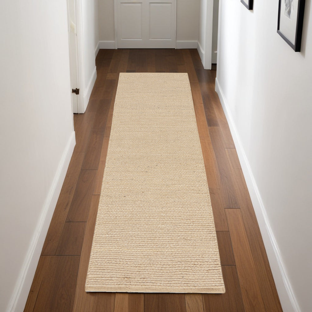 Homeroots 8' Natural Jute Flatweave Handmade Runner Rug  Jute 545443