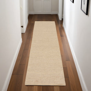 Homeroots 8' Natural Jute Flatweave Handmade Runner Rug  Jute 545443