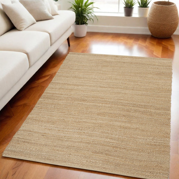 HomeRoots 4' Natural Jute Handmade Flatweave Area Rug - Soft, Durable, and Versatile for Every Room Decor 5' X 7' 545444