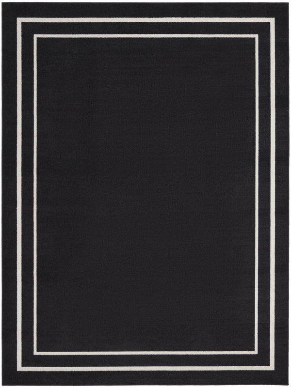 HomeRoots 10' X 14' Black And Ivory Area Rug – Durable Indoor/Outdoor Design for Modern Spaces & Easy Care 545467