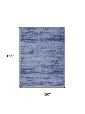 HomeRoots 10' Denim Blue & Navy Abstract Area Rug – Stylish Indoor/Outdoor Design for Modern Spaces & Durability 545468
