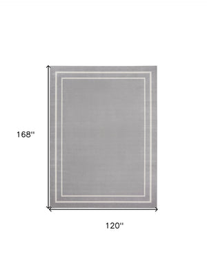 HomeRoots 10' Gray and Ivory Indoor Outdoor Area Rug – Durable, Easy Care, Versatile Design for Any Space 545470