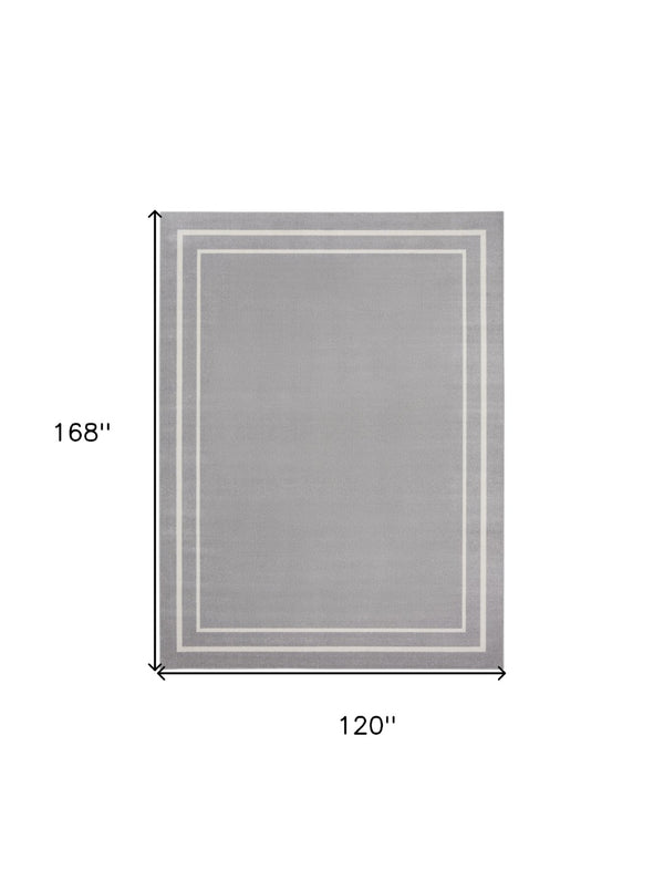 HomeRoots 10' Gray and Ivory Indoor Outdoor Area Rug – Durable, Easy Care, Versatile Design for Any Space 545470
