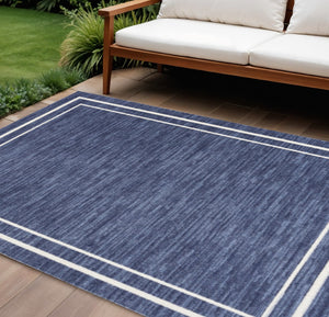 HomeRoots 10' Navy Blue and Ivory Indoor Outdoor Area Rug - Durable, Easy-Care, Stylish for Any Space! 545472
