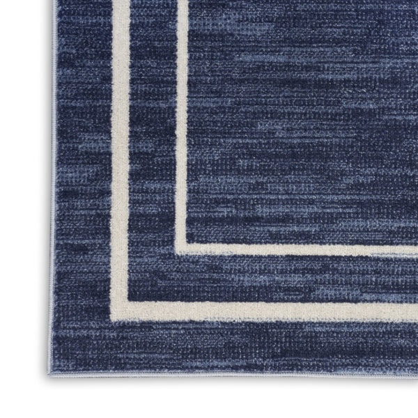 HomeRoots 10' Navy Blue and Ivory Indoor Outdoor Area Rug - Durable, Easy-Care, Stylish for Any Space! 545472
