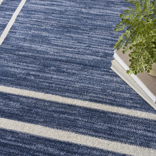 HomeRoots 10' Navy Blue and Ivory Indoor Outdoor Area Rug - Durable, Easy-Care, Stylish for Any Space! 545472