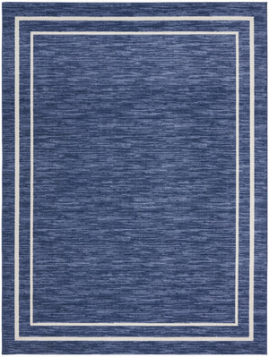 HomeRoots 10' Navy Blue and Ivory Indoor Outdoor Area Rug - Durable, Easy-Care, Stylish for Any Space! 545472