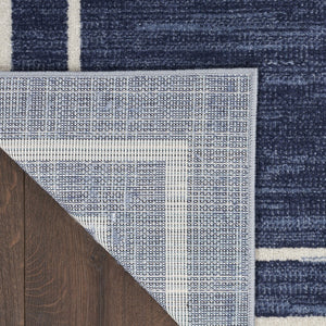 HomeRoots 10' Navy Blue and Ivory Indoor Outdoor Area Rug - Durable, Easy-Care, Stylish for Any Space! 545472