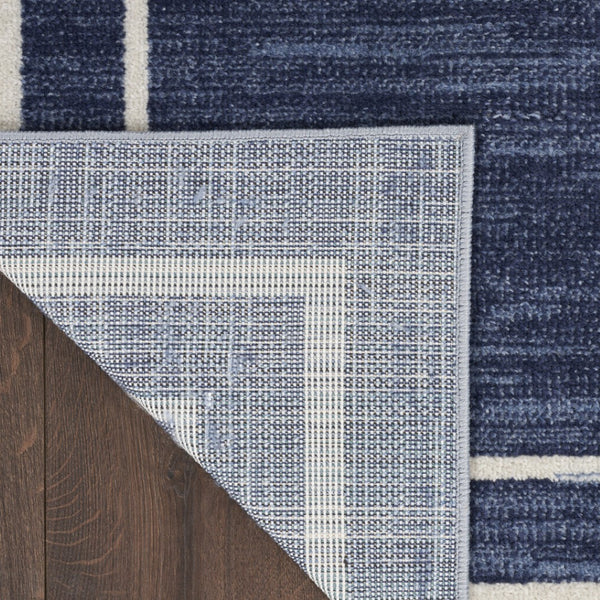 HomeRoots 10' Navy Blue and Ivory Indoor Outdoor Area Rug - Durable, Easy-Care, Stylish for Any Space! 545472