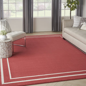 HomeRoots 9' X 12' Stylish Brick Red and Ivory Area Rug – Durable Indoor/Outdoor Design for Versatile Spaces 545474