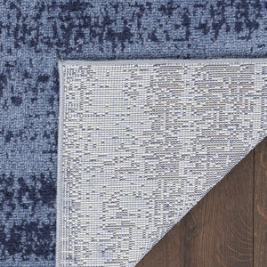 HomeRoots 9' X 12' Denim Blue and Navy Abstract Area Rug - Durable, Stylish Indoor/Outdoor Design for Any Space 545475