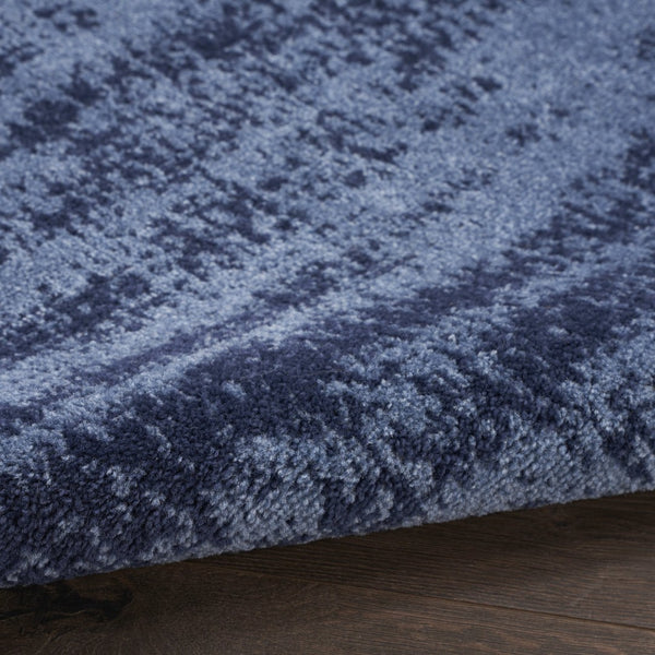 HomeRoots 9' X 12' Denim Blue and Navy Abstract Area Rug - Durable, Stylish Indoor/Outdoor Design for Any Space 545475