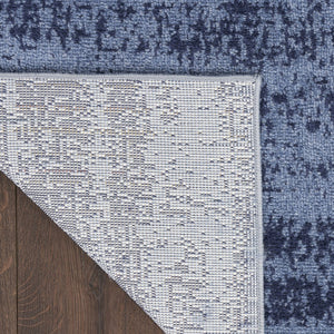 HomeRoots 9' X 12' Denim Blue and Navy Abstract Area Rug - Durable, Stylish Indoor/Outdoor Design for Any Space 545475