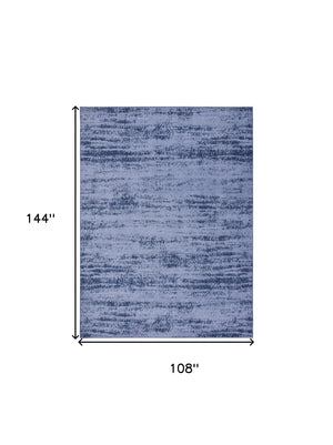 HomeRoots 9' X 12' Denim Blue and Navy Abstract Area Rug - Durable, Stylish Indoor/Outdoor Design for Any Space 545475