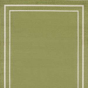 HomeRoots 9' Green and Ivory Area Rug - Durable, Weather-Resistant Design for Indoor & Outdoor Spaces, 9x12 ft 545476