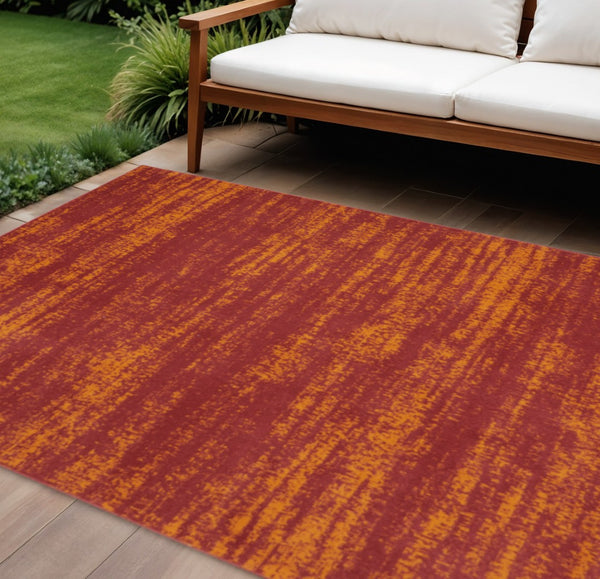 HomeRoots 9' Vibrant Red and Orange Abstract Area Rug for Indoor/Outdoor Use - Stylish, Durable, Low-Maintenance 545481