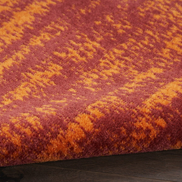 HomeRoots 9' Vibrant Red and Orange Abstract Area Rug for Indoor/Outdoor Use - Stylish, Durable, Low-Maintenance 545481