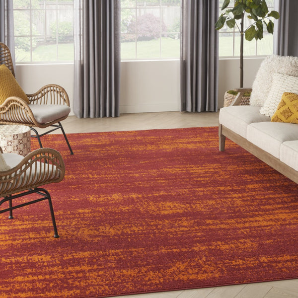 HomeRoots 9' Vibrant Red and Orange Abstract Area Rug for Indoor/Outdoor Use - Stylish, Durable, Low-Maintenance 545481